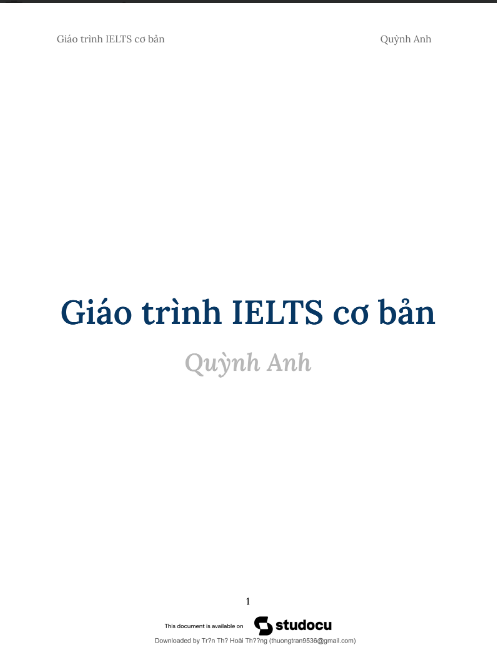 Giáo Trình Ielts Cơ Bản - Quỳnh Anh PDF tải FREE