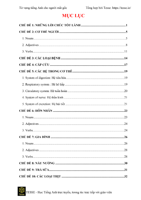 Sách 2000 Từ Vựng Tiếng Anh Dành Cho Người Mất Gốc PDF tải FREE