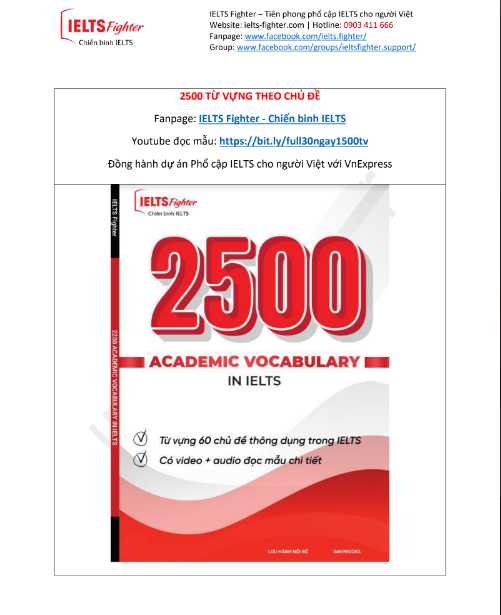 Sách 2500 Từ Vựng Ielts Hay Gặp PDF tải FREE
