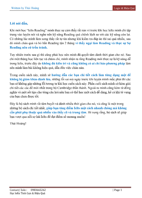 Sách Chinh Phục Ielts Reading PDF tải FREE có tiếng Việt