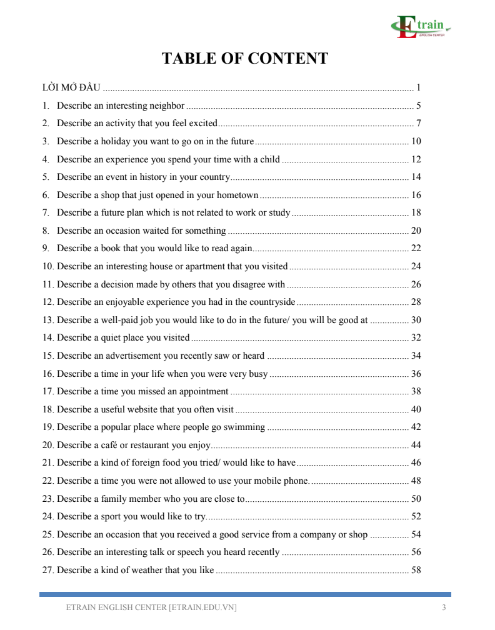 Sách Giải Đề IELTS Speaking Part 2 - Entrain English Center PDF tải FREE có tiếng Việt