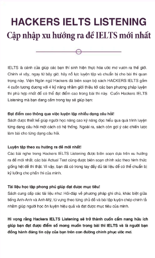 Sách Hacker Ielts Listening PDF tải FREE 3 Sách Hacker Ielts Listening PDF tải FREE