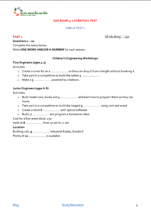 Sách Luyện Đề IELTS Listening Giai Đoạn 3 PDF tải FREE