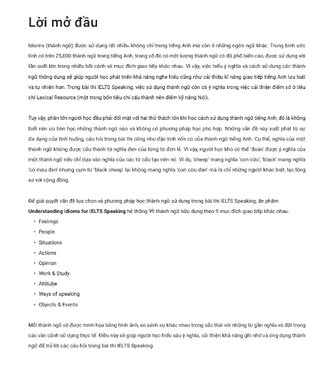 Sách Understanding Idioms For IELTS Speaking PDF tải FREE