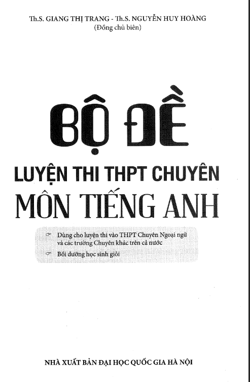 Tải FREE Bộ Đề Luyện Thi THPT Chuyên Môn Tiếng Anh PDF