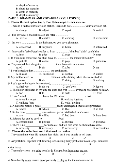 Tải FREE Đề Thi Tuyển Sinh Lớp 10 THPT Chuyên PDF Môn Tiếng Anh Năm 2017 - 2018