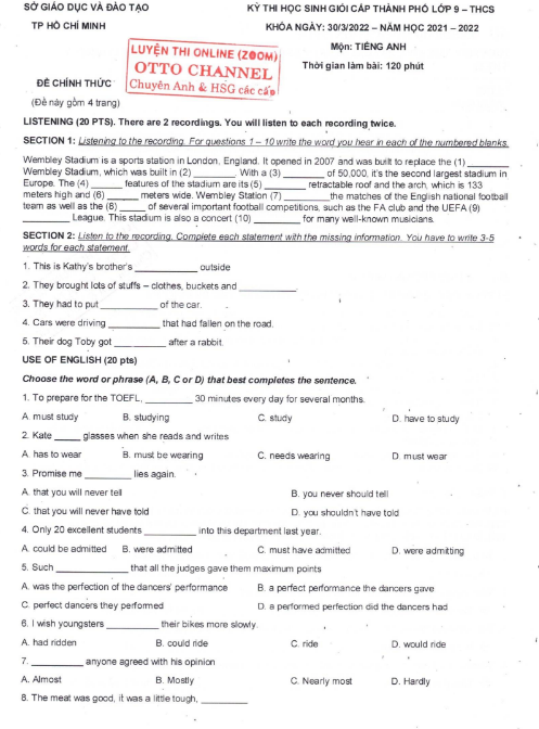 Tải FREE Tuyển Tập Đề Thi HSG - Chuyên - Olympic PDF Năm 2021 - 2022 Lớp C1 - HCM