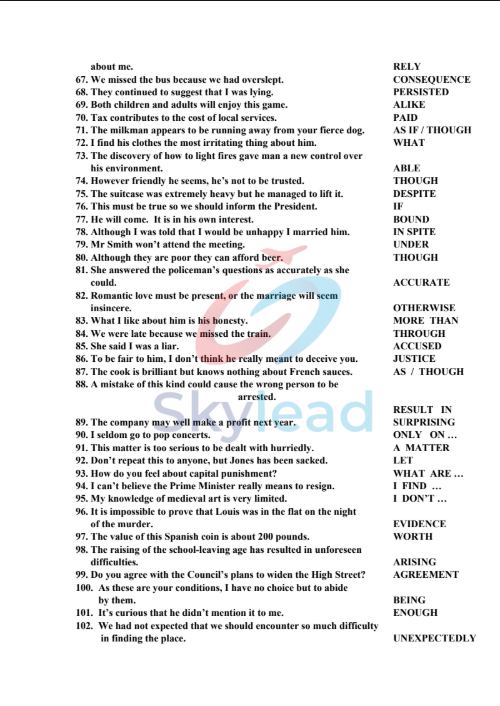 Tải FREE sách 1000 Bài Tập Chuyên Đề Viết Lại Câu PDF - Có Đáp Án 2