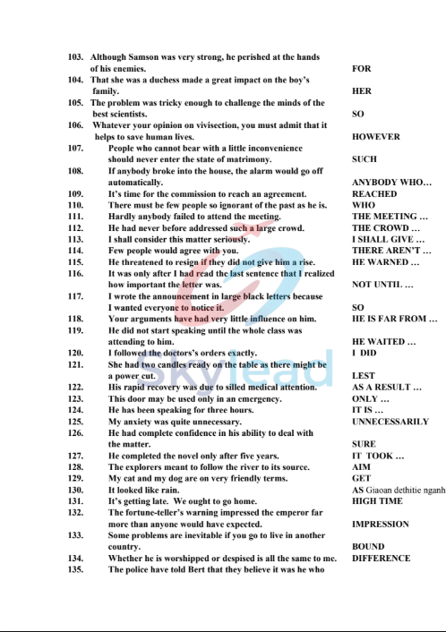 Tải FREE sách 1000 Bài Tập Chuyên Đề Viết Lại Câu PDF - Có Đáp Án 3