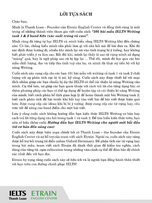 Tải FREE sách 101 Bài Mẫu IELTS Writing Task 1 và 2 PDF có tiếng Việt