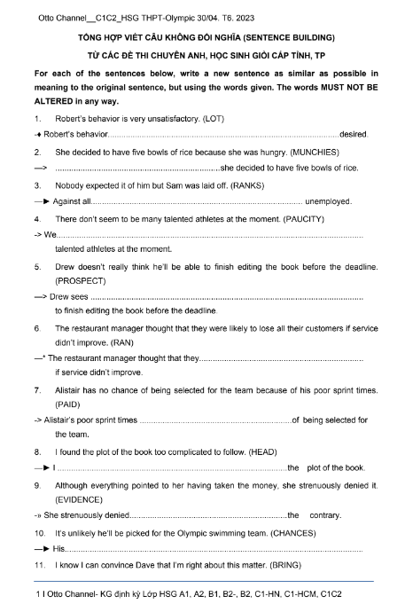 Tải FREE sách 1301+ Viết Câu C1, C2 Tập 6 PDF - Từ Các Đề Thi Học Sinh Giỏi Tháng 6 Năm 2023