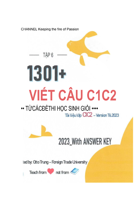Tải FREE sách 1301+ Viết Câu C1, C2 Tập 6 PDF - Từ Các Đề Thi Học Sinh Giỏi Tháng 6 Năm 2023