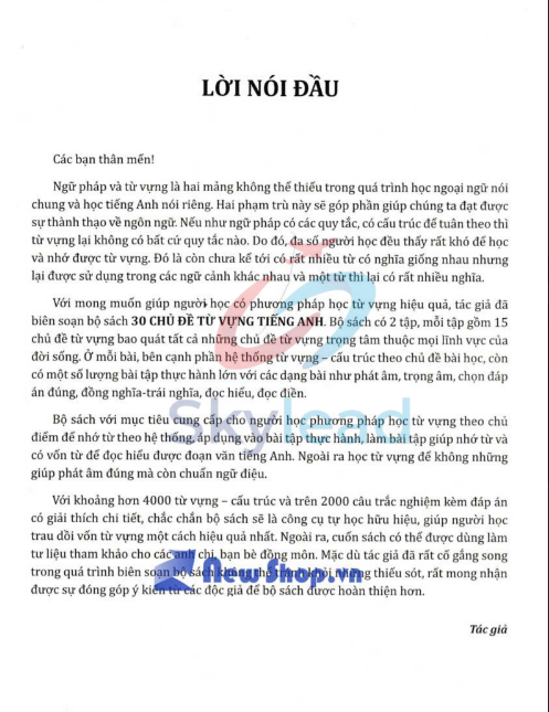 Tải FREE sách 30 Chủ Đề Từ Vựng Tiếng Anh 2 PDF - Trang Anh 7 Tải FREE sách 30 Chủ Đề Từ Vựng Tiếng Anh 2 PDF - Trang Anh