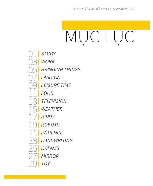 Tải FREE sách 40 Chủ Đề Phải Biết Cho IELTS Speaking 7.5+ PDF