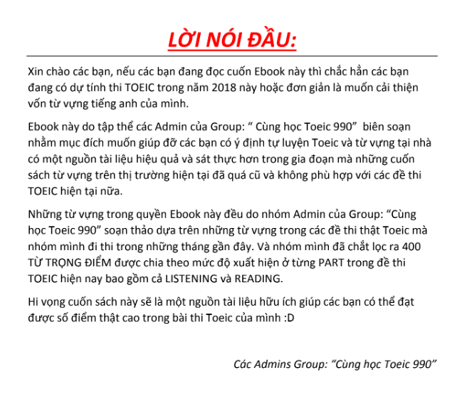 Tải FREE sách 400 Từ Vựng Toeic Cập Nhật 2018 PDF có tiếng Việt