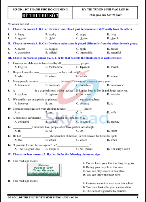 Tải FREE sách 80 Đề Ôn Thi Tuyển Sinh 10 Tiếng Anh PDF 1