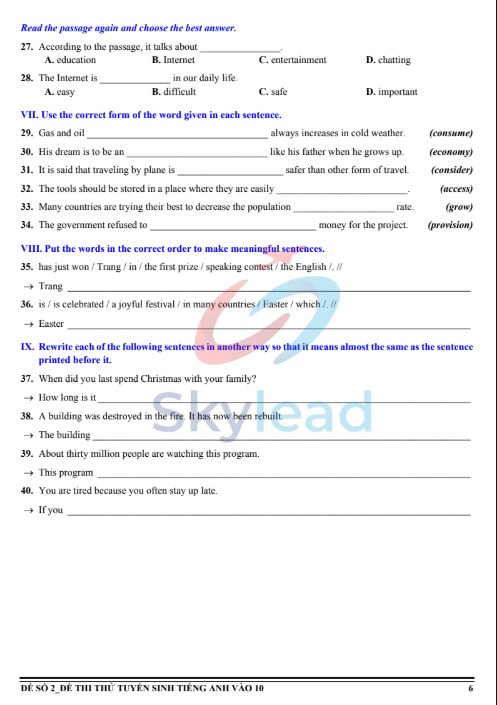 Tải FREE sách 80 Đề Ôn Thi Tuyển Sinh 10 Tiếng Anh PDF 3