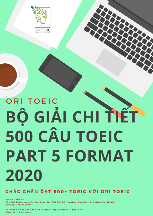 Tải FREE sách Bộ Giải Chi Tiết 500 Câu TOEIC Part 5 Format 2020 PDF có tiếng Việt