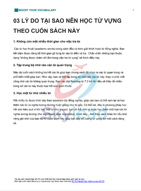 Tải FREE sách Boost Your Vocabulary Cambridge IELTS 10 PDF