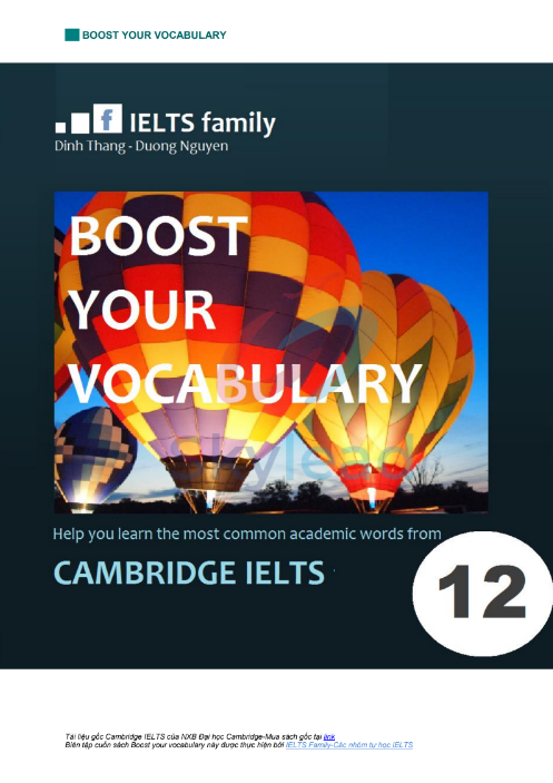 Tải FREE sách Boost Your Vocabulary Cambridge IELTS 12 PDF