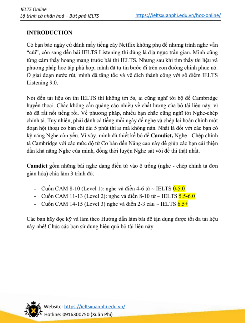 Tải FREE sách Camdict PDF - Nghe Chép Chính Tả Cambridge 8 - 15