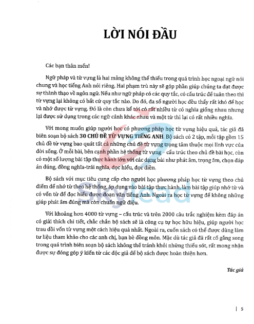 Tải FREE sách 30 Chủ Đề Từ Vựng Tiếng Anh 1 PDF - Trang Anh 6 Tải FREE sách Chủ Đề Từ Vựng Tiếng Anh 1 PDF - Trang Anh