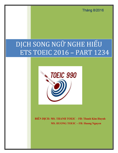Tải FREE sách Dịch Song Ngữ ETS 2016 - Part 1234 PDF