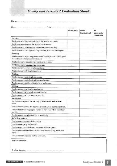 Tải FREE sách Family And Friends 2 PDF - Testing And Evaluation Book