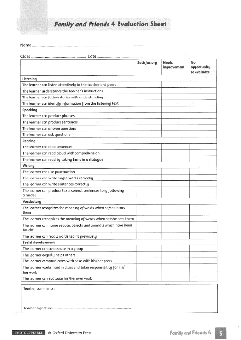 Tải FREE sách Family And Friends 4 PDF - Testing And Evaluation Book