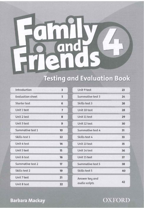 Tải FREE sách Family And Friends 4 PDF - Testing And Evaluation Book