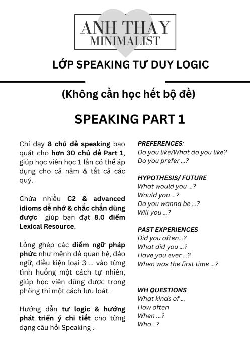 Tải FREE sách Giải Đề Dự Đoán IELTS Speaking Part 1 - Quý 1 Và Sớm Quý 2 - 2024 PDF 3 Tải FREE sách Giải Đề Dự Đoán IELTS Speaking Part 1 - Quý 1 Và Sớm Quý 2 - 2024 PDF