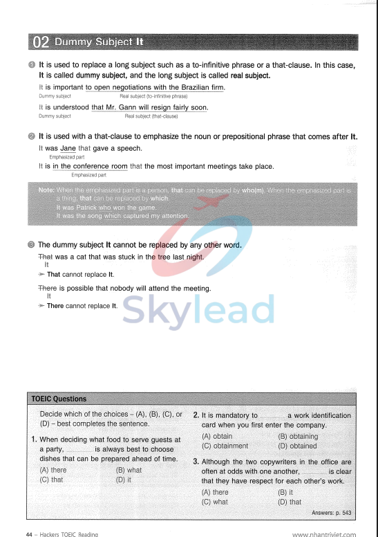 Tải FREE sách Hackers TOEIC Reading - David Cho PDF 2