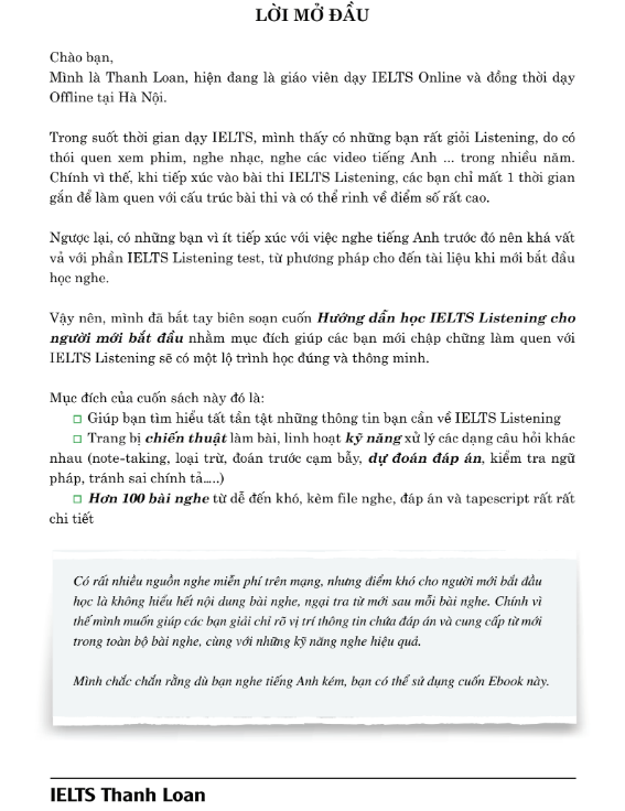 Tải FREE sách Hướng Dẫn Học IELTS Listening Cho Người Mới Bắt Đầu PDF có tiếng Việt 4 Tải FREE sách Hướng Dẫn Học IELTS Listening Cho Người Mới Bắt Đầu PDF có tiếng Việt