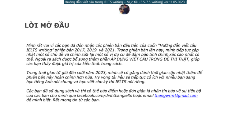 Tải FREE sách Hướng Dẫn Viết Câu Trong IELTS WRITING PDF có tiếng Việt