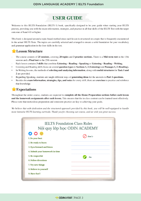 Tải FREE sách IELTS Foundation PDF - Odin Language Academy
