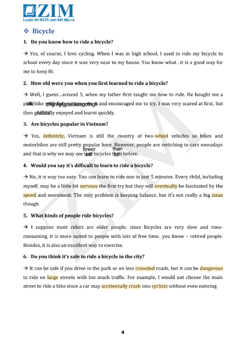 Tải FREE sách IELTS Speaking Samples Part 1, 2, 3 PDF - Forecast From May To August