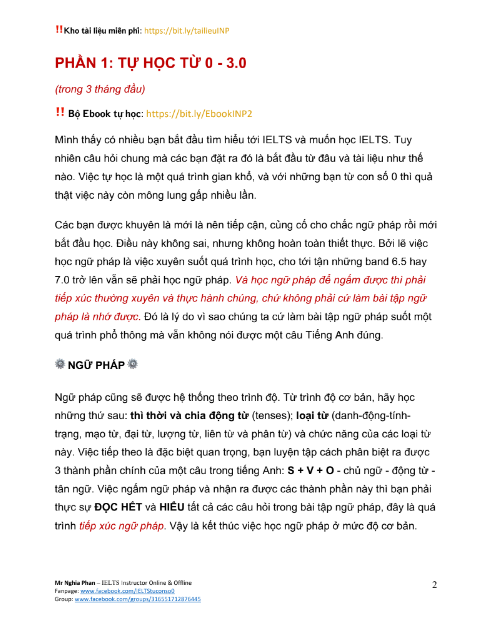 Tải FREE sách Lộ Trình Tự Học Ielts 0 - 7.0 PDF