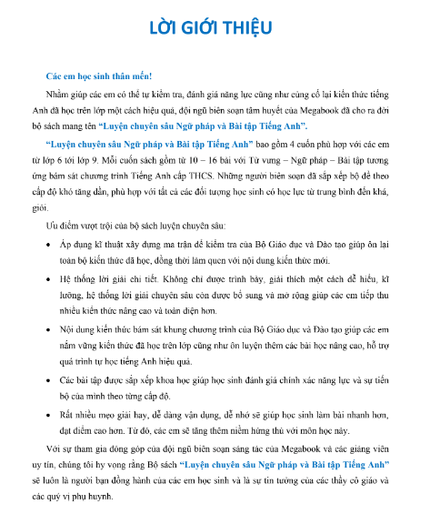 Tải FREE sách Luyện Chuyên Sâu Ngữ Pháp Và Bài Tập Tiếng Anh 9 PDF