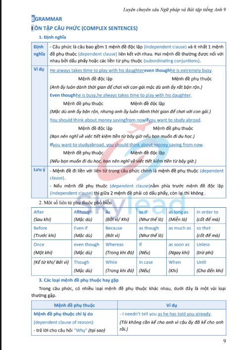 Tải FREE sách Luyện Chuyên Sâu Ngữ Pháp Và Bài Tập Tiếng Anh 9 PDF 3