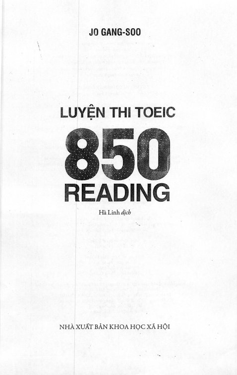 Tải FREE sách Luyện Thi TOEIC 850 Reading - Jo Gang-Soo PDF có tiếng Việt