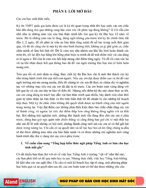 Tải FREE sách Ngữ Pháp Tiếng Anh Cho Học Sinh Mất Gốc PDF