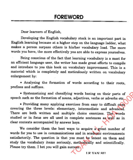 Tải FREE sách PDF Mở Rộng Vốn Từ Tiếng Anh Qua Tiền Tố, Hậu Tố Và Gốc Từ