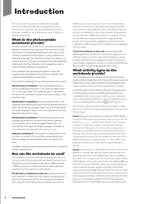 Tải FREE sách Quick Minds 4 PDF - Teacher's Resource Book