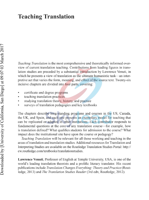 Tải FREE sách Teaching Translation Programs, Courses, Pedagogies PDF