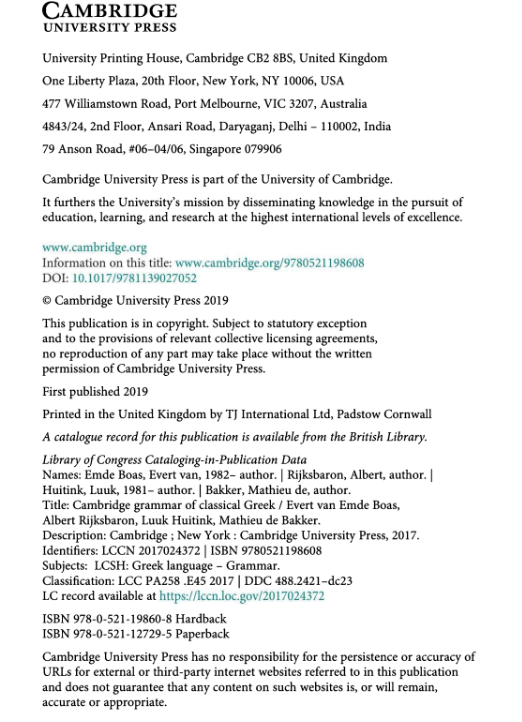 Tải FREE sách The Cambridge Grammar Of Classical Greek PDF