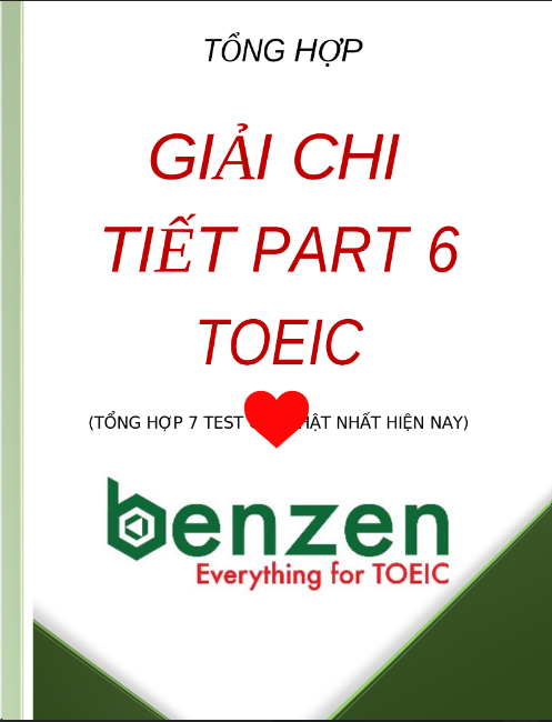 Tải FREE sách Tổng Hợp Giải Chi Tiết Part 6 TOEIC PDF có tiếng Việt