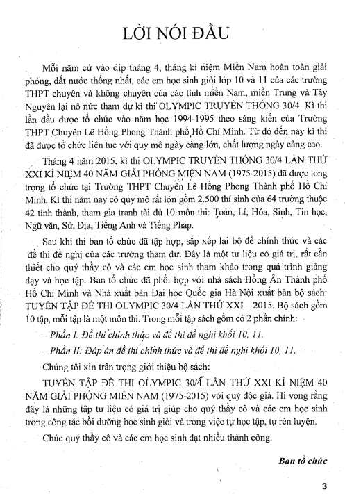 Tải FREE sách Tuyển Tập Đề Thi Olympic Tiếng Anh PDF - 30 Tháng 4, Lần Thứ XXI - 2015