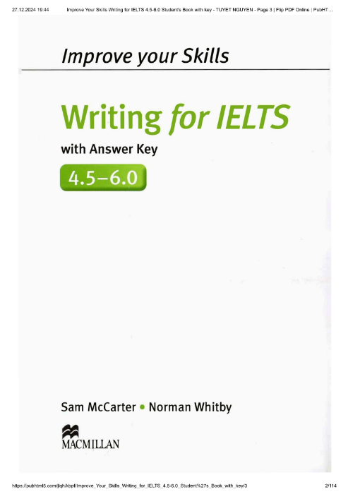 Tải FREE sách Writing For IELTS With Answer Key PDF - Improve Your Skills 4.5 - 6.0