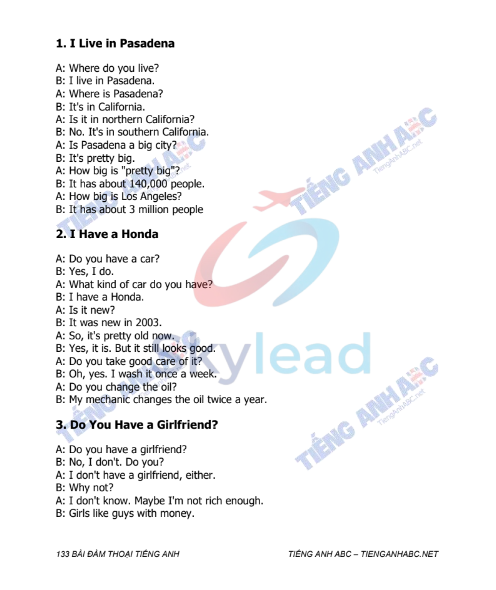 Tải FREE tài liệu 133 Bài Đàm Thoại Tiếng Anh PDF