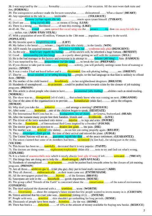 Tải FREE tài liệu 500 Câu Word Form Thi HSG PDF